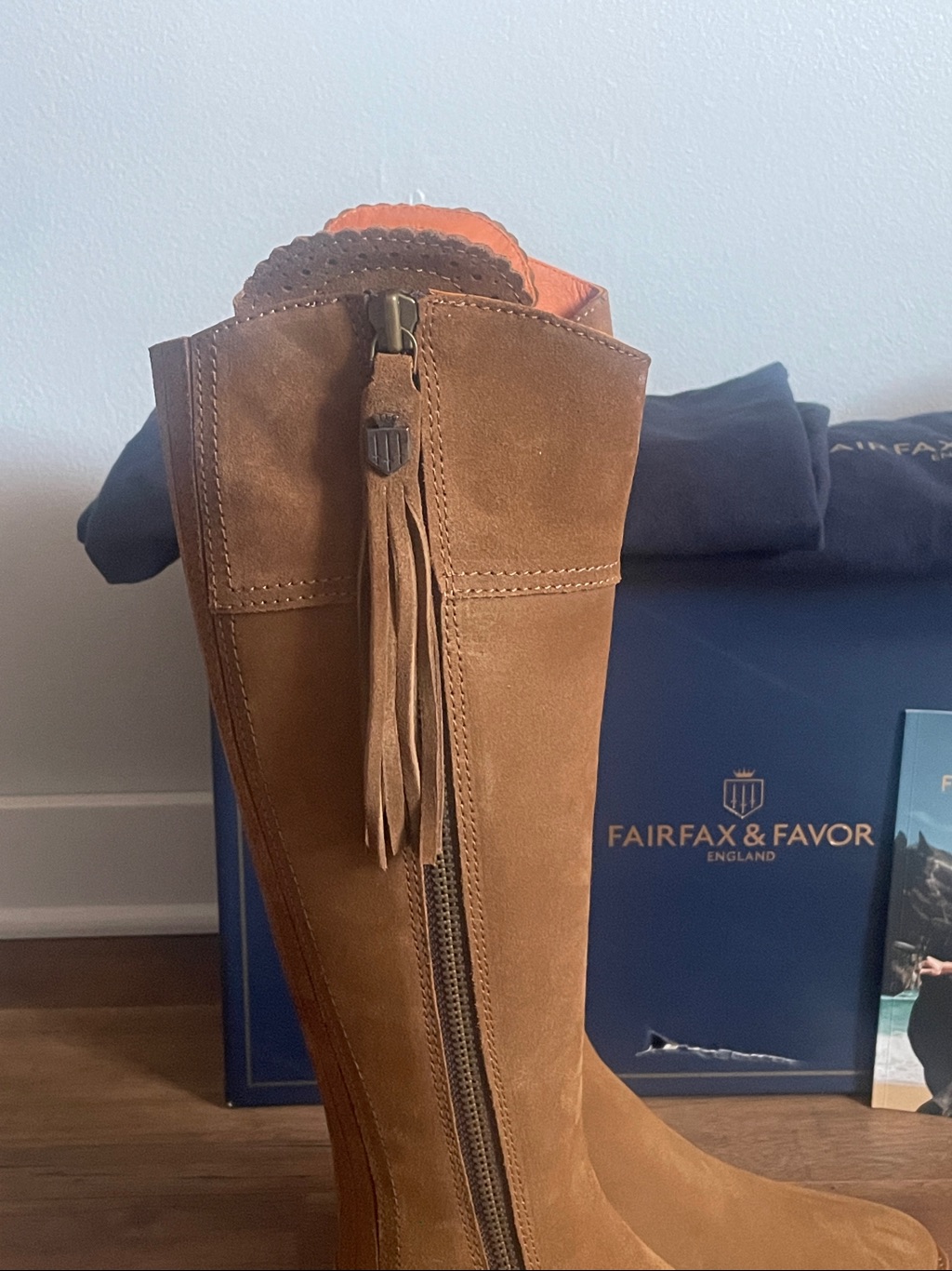 New Fairfax And Favor Tan Suede Regina Tall Riding Boots Size 37 — image 4 of 8
